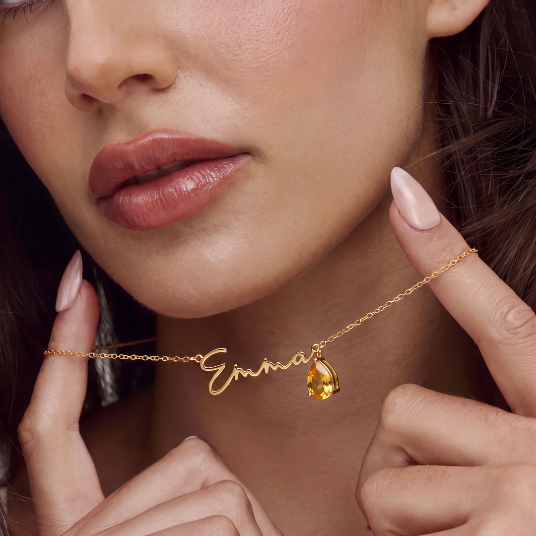 Signature Name &amp; Birthstone Necklace