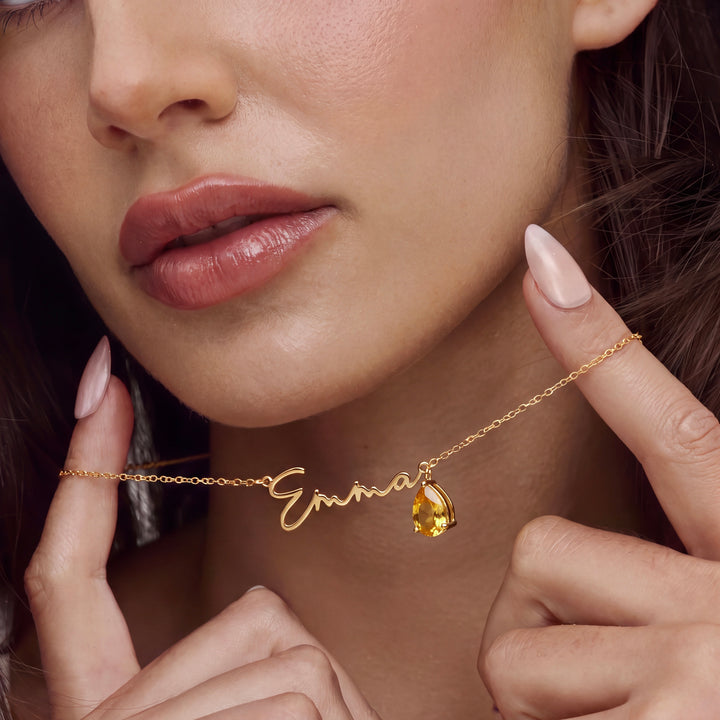 Signature Name &amp; Birthstone Necklace