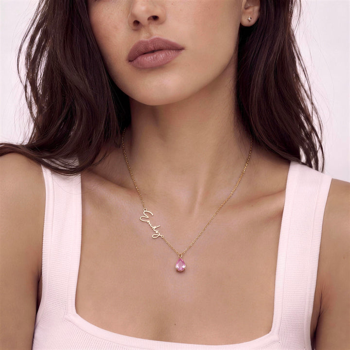 Signature Name &amp; Birthstone Necklace