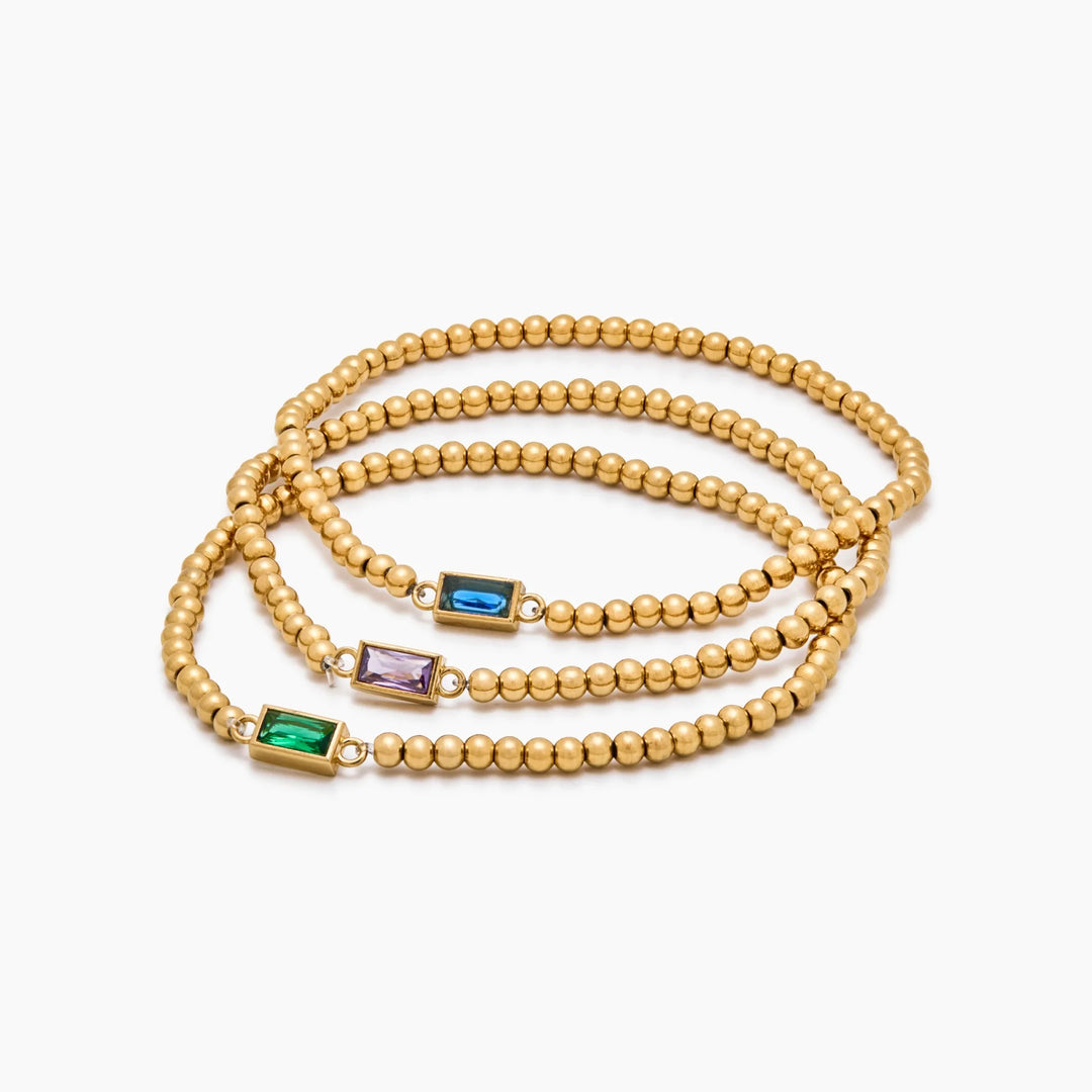 Gold Beaded Birthstone Bracelet