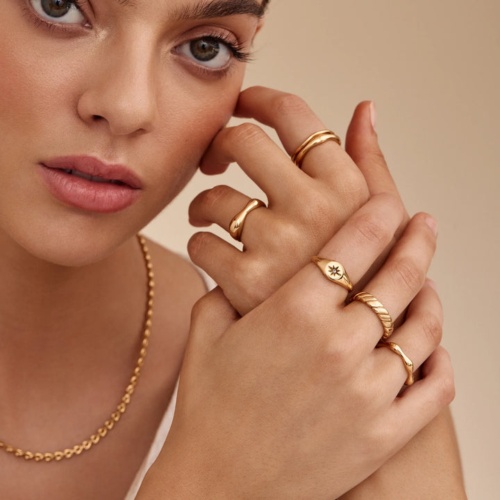 Sculpted Wave Statement Ring
