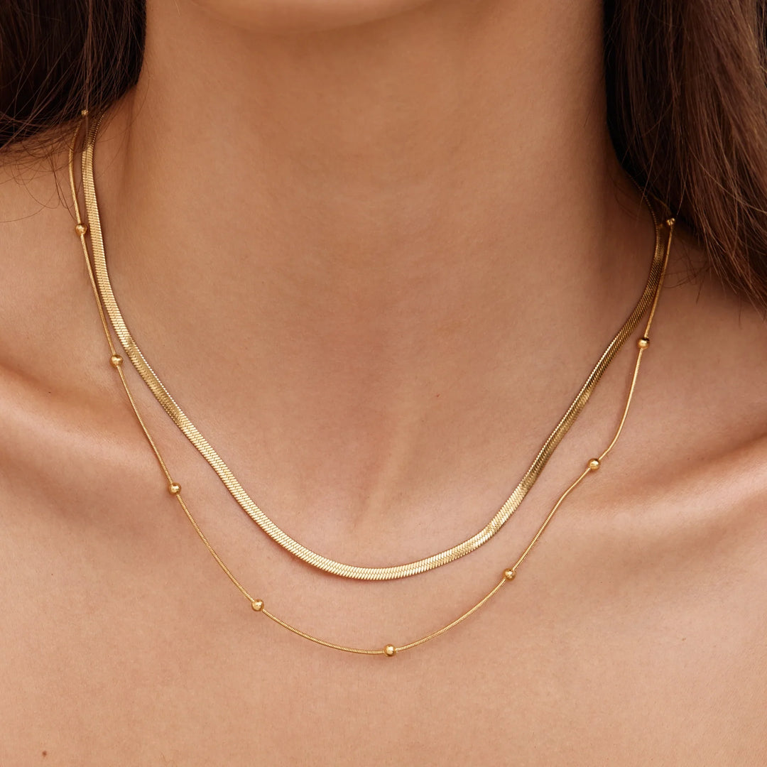 Snake &amp; Satelite Chain Layered Necklace