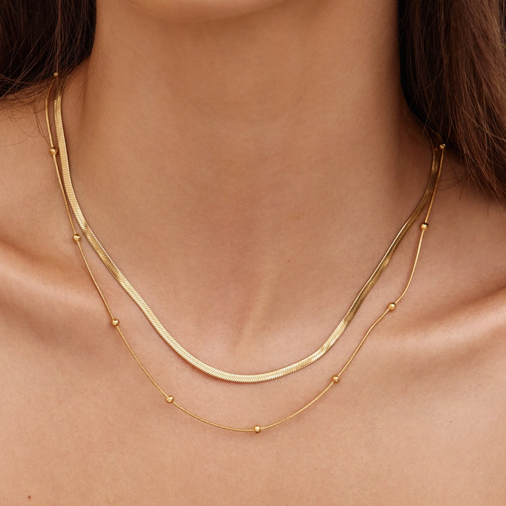 Snake &amp; Satelite Chain Layered Necklace