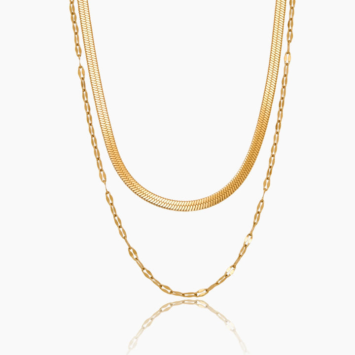 Snake &amp; Sequin Chain Layered Necklace