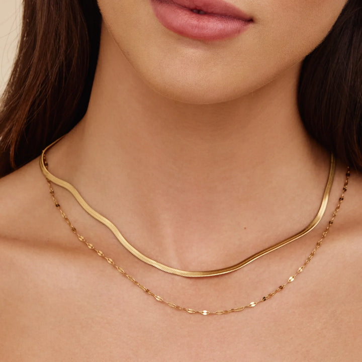 Snake &amp; Sequin Chain Layered Necklace