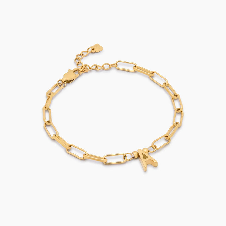 Paperclip Initial Charm Bracelet