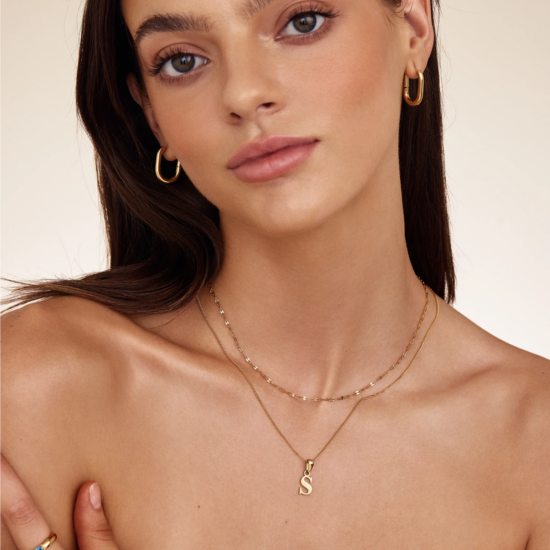 Gold Initial Charm Necklace