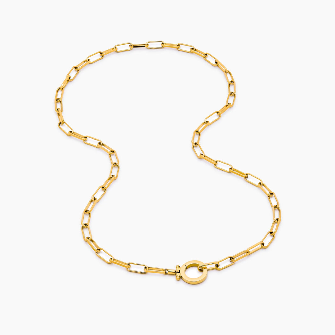 Paperclip Birthstone Initial Charm Necklace