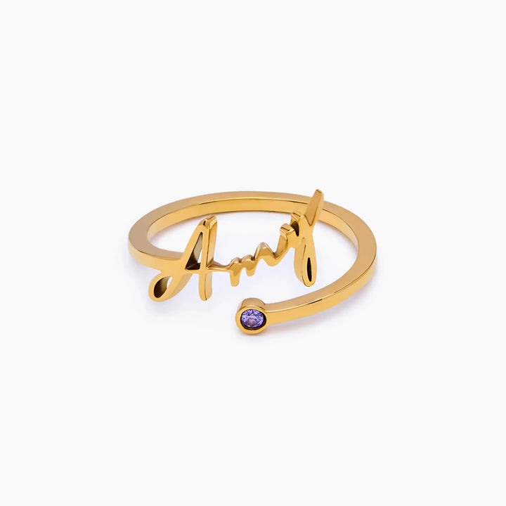 Signature Name Birthstone Ring