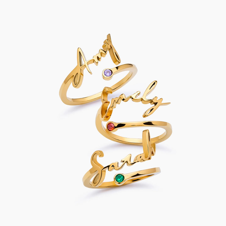 Signature Name Birthstone Ring