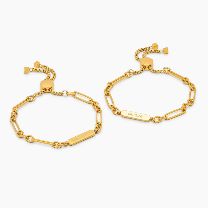 Engraved Name-Date Paperclip Bracelet