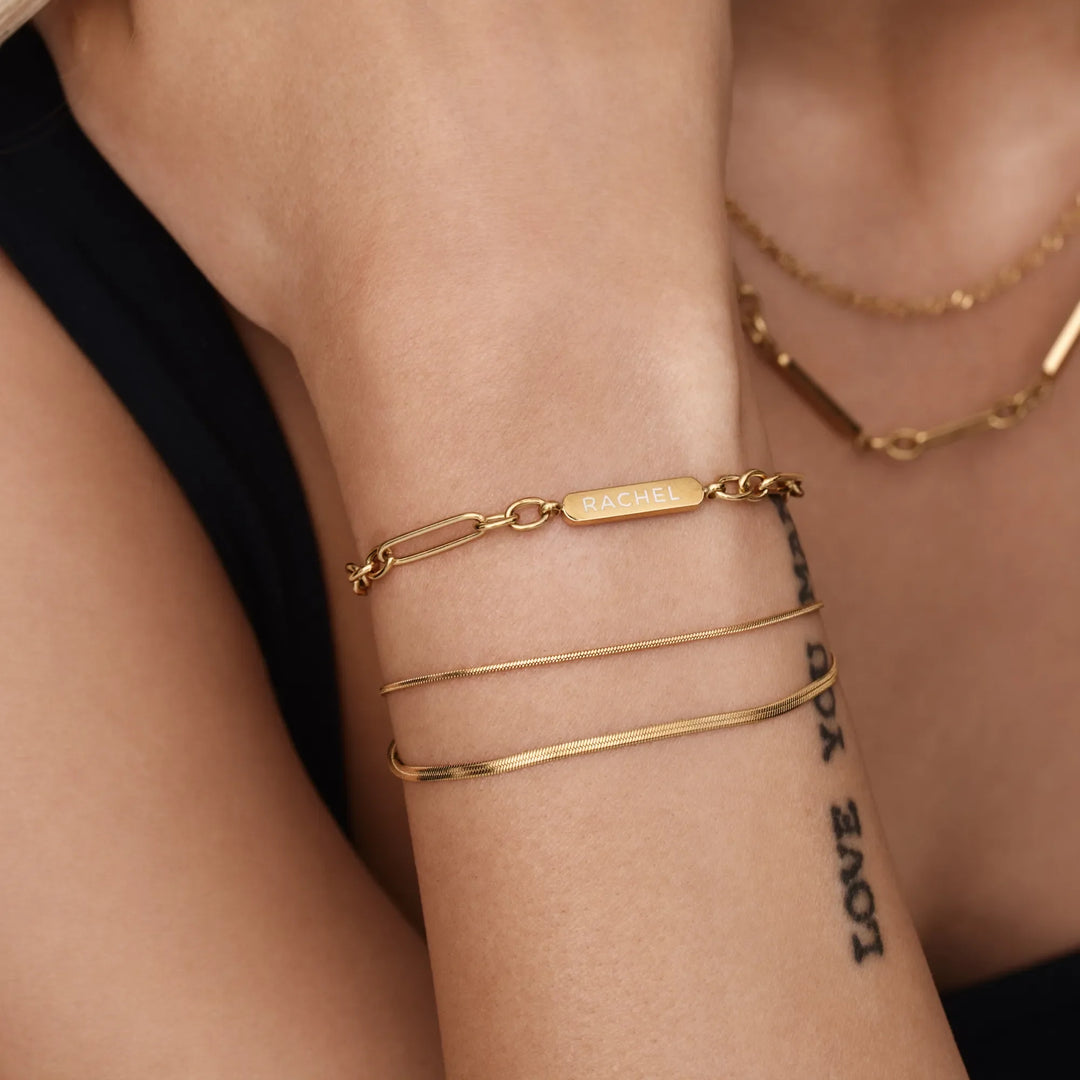 Engraved Name-Date Paperclip Bracelet