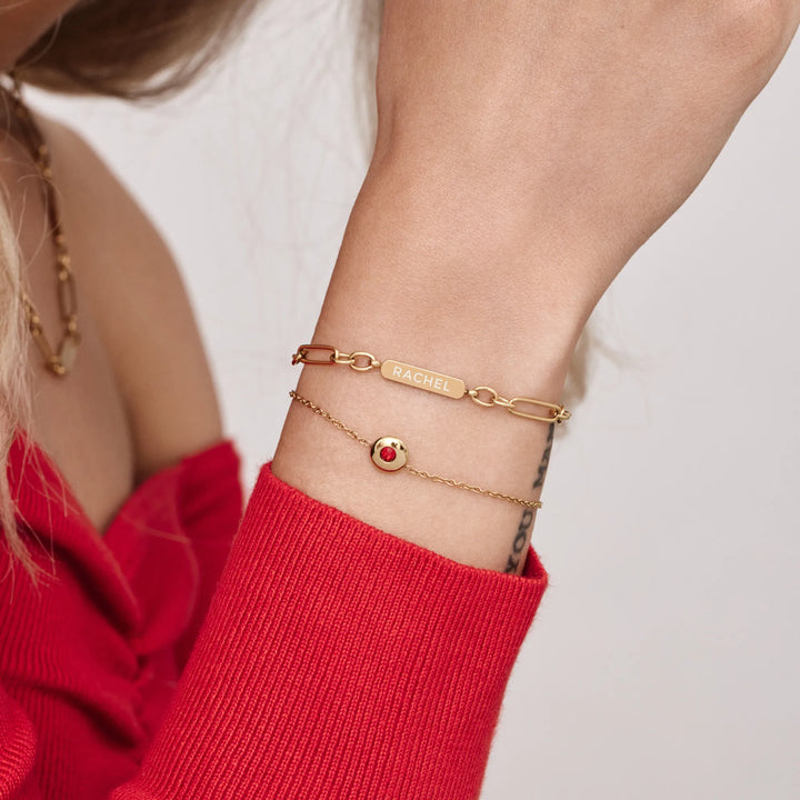 Engraved Name-Date Paperclip Bracelet