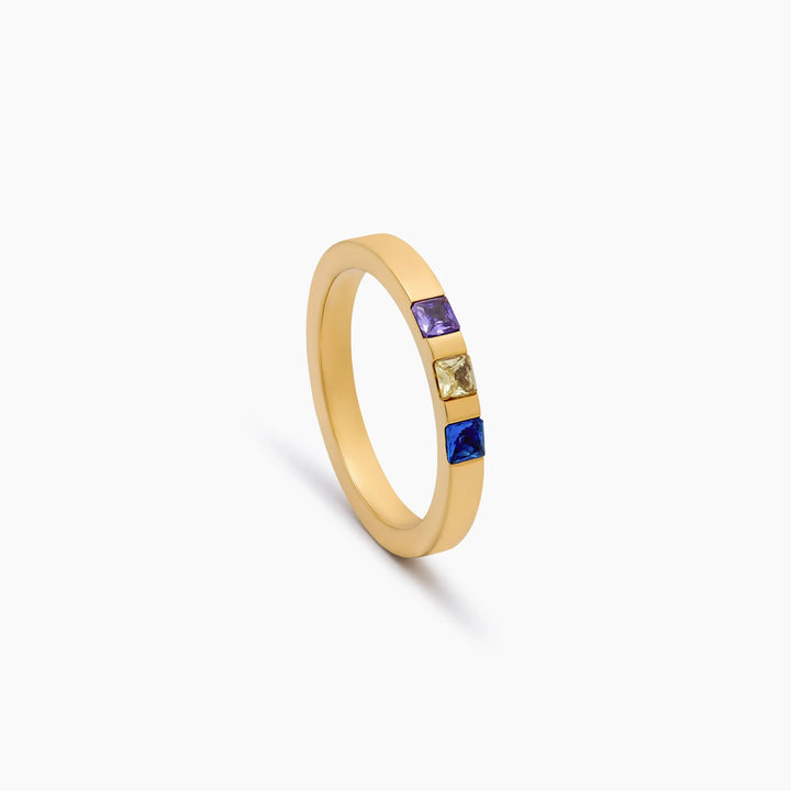 Princess Cut Birthstone Band Ring