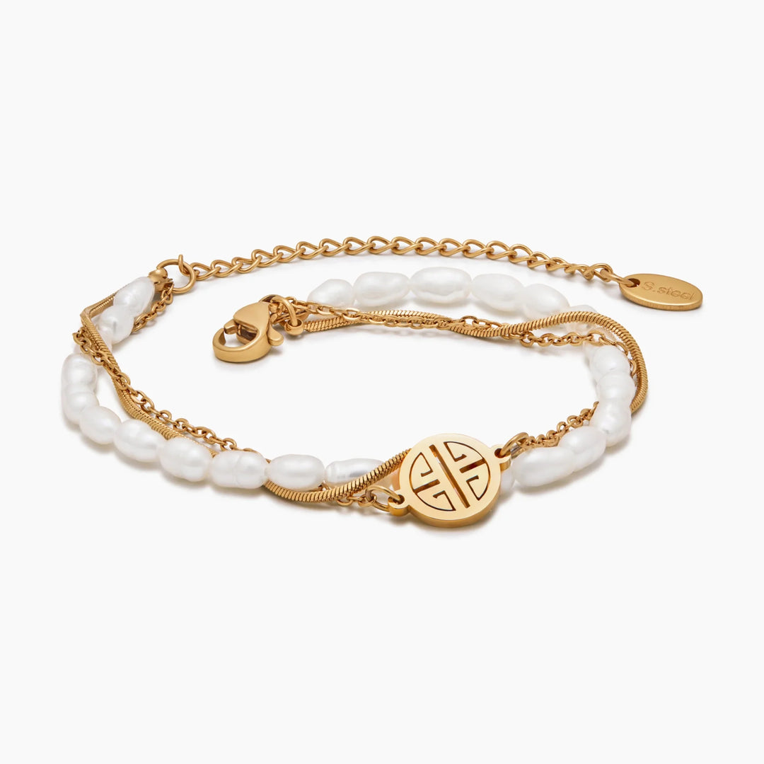 Sunshine Layered Pearl &amp; Gold Bracelet