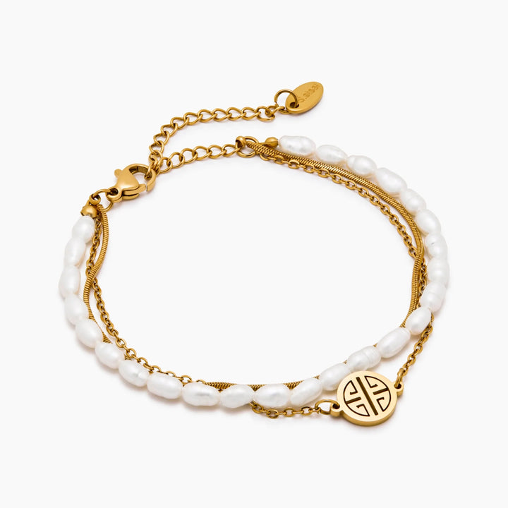 Sunshine Layered Pearl &amp; Gold Bracelet