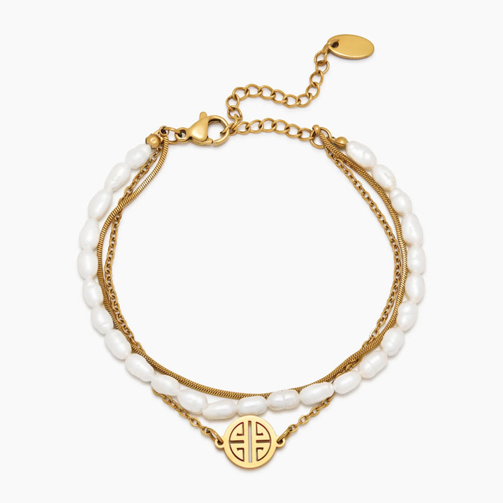 Sunshine Layered Pearl &amp; Gold Bracelet