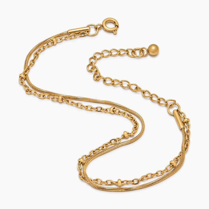 Beaded &amp; Snake Chain Layered Bracelet