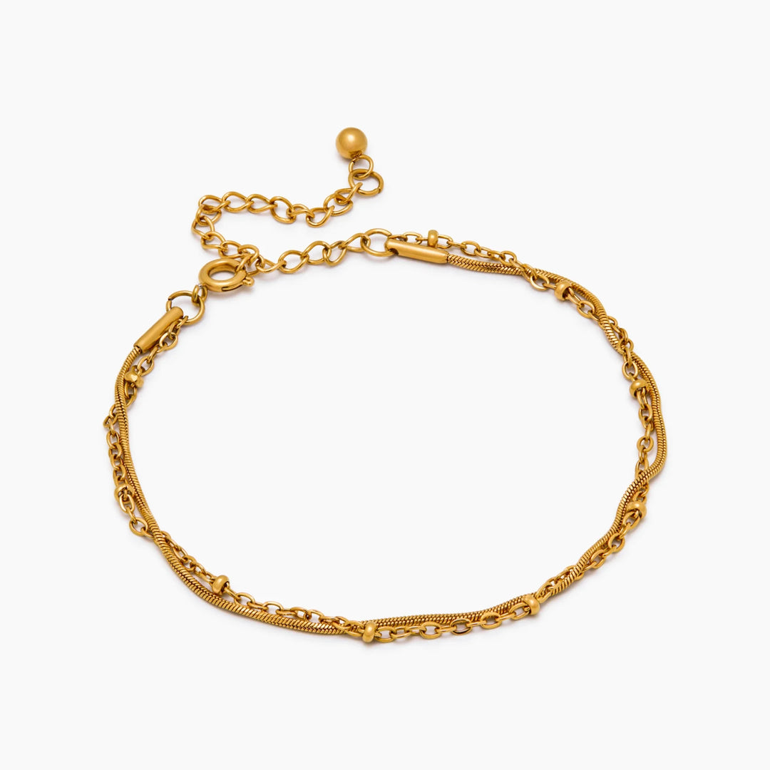 Beaded &amp; Snake Chain Layered Bracelet