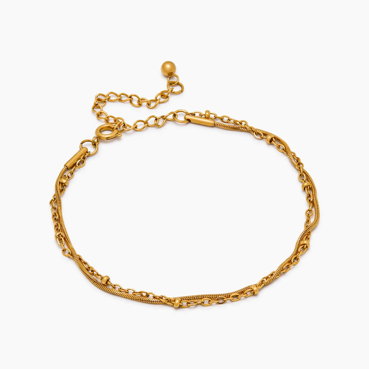 Beaded &amp; Snake Chain Layered Bracelet