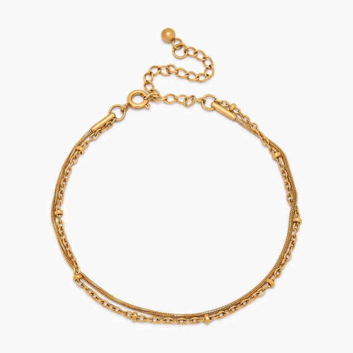 Beaded &amp; Snake Chain Layered Bracelet
