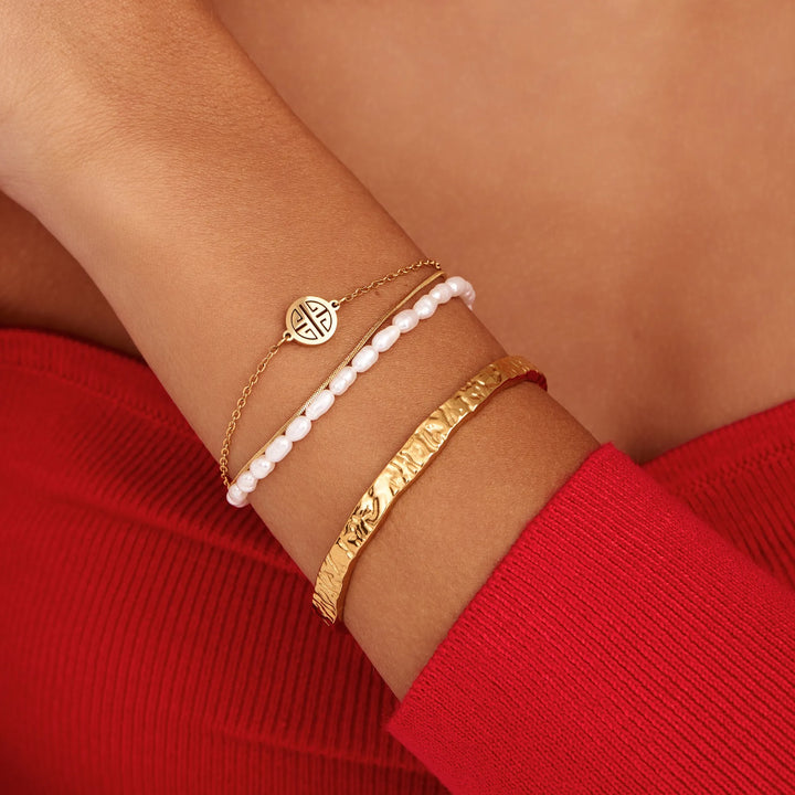 Sunshine Layered Pearl &amp; Gold Bracelet