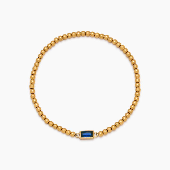 Gold Beaded Birthstone Bracelet