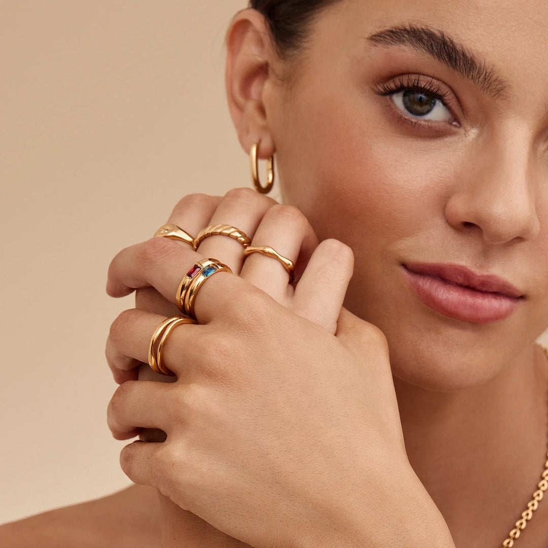 Baguette Birthstone Band Ring