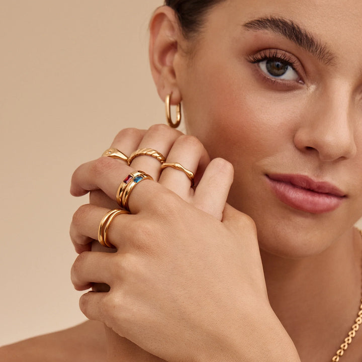 Baguette Birthstone Band Ring