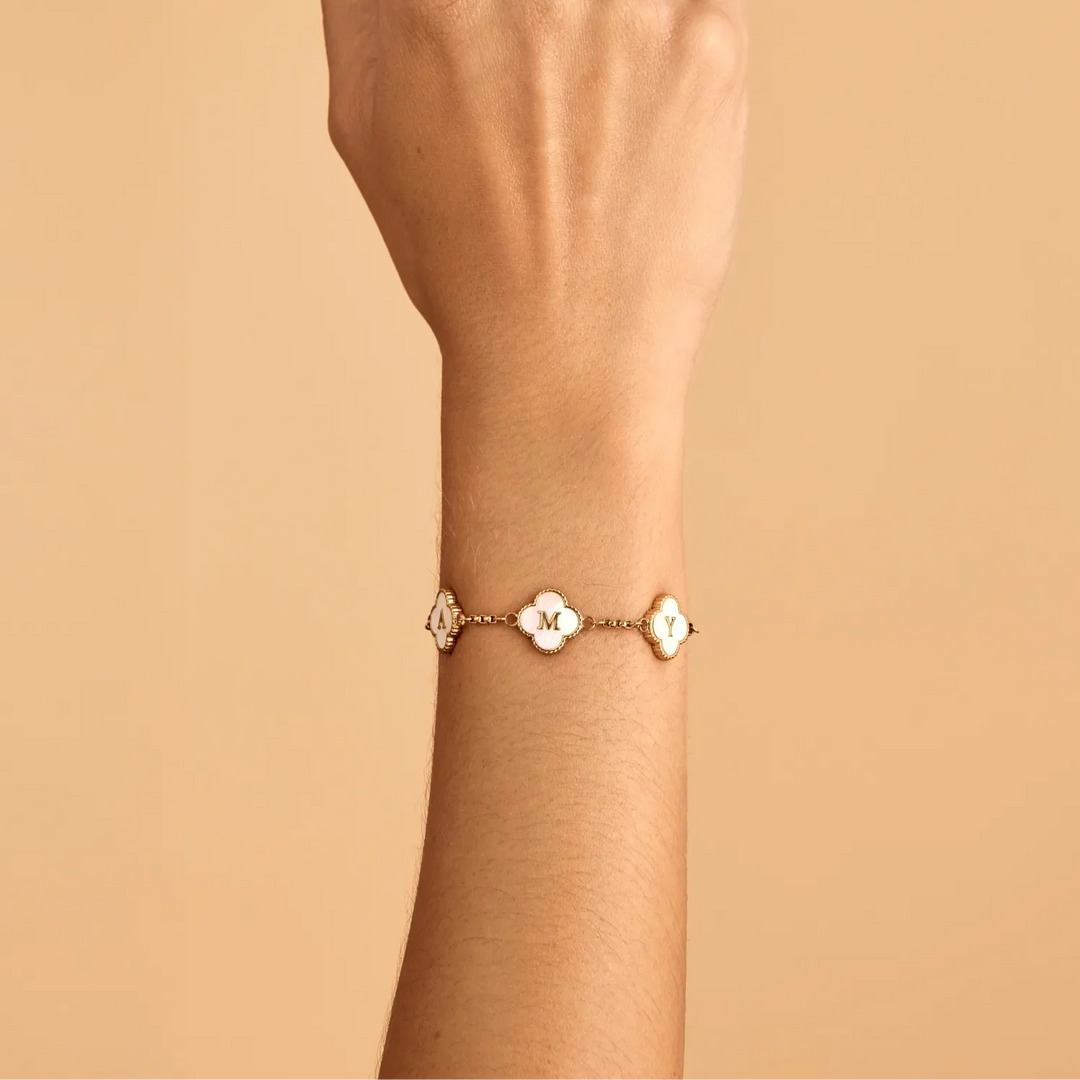 Pearl Clover Custom Name Bracelet