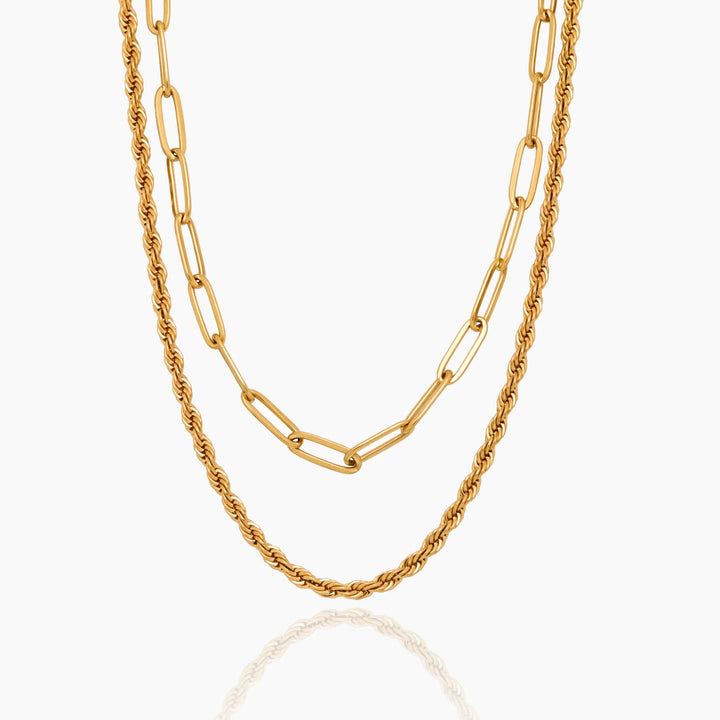 Paperclip &amp; Rope Chain Layered Necklace
