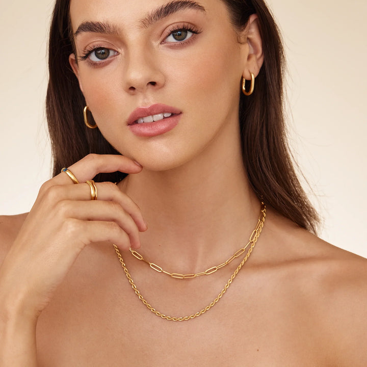 Paperclip &amp; Rope Chain Layered Necklace
