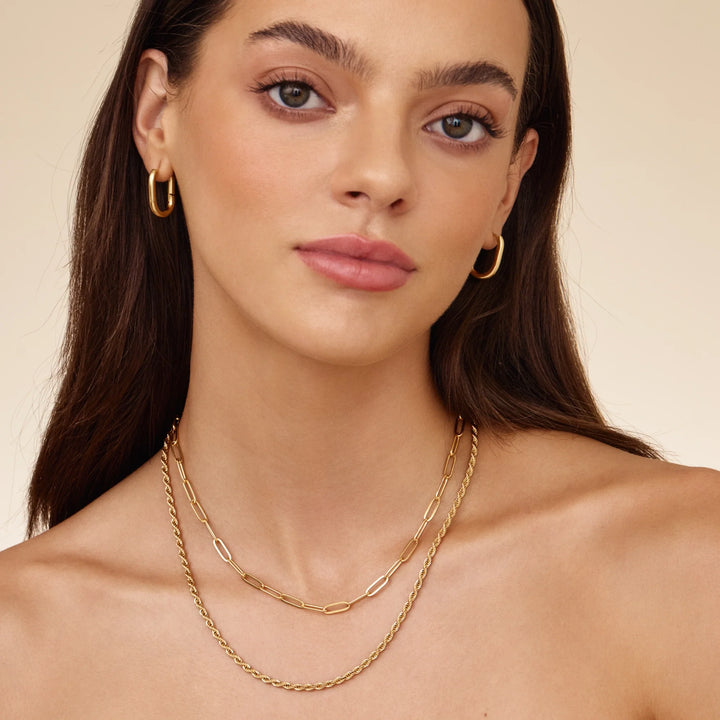 Paperclip &amp; Rope Chain Layered Necklace