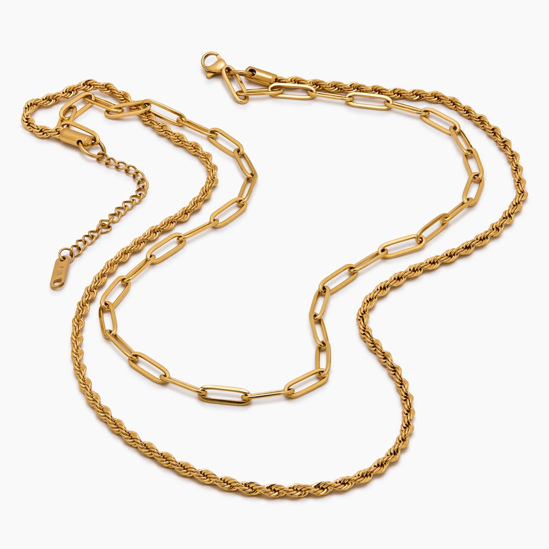 Paperclip &amp; Rope Chain Layered Necklace