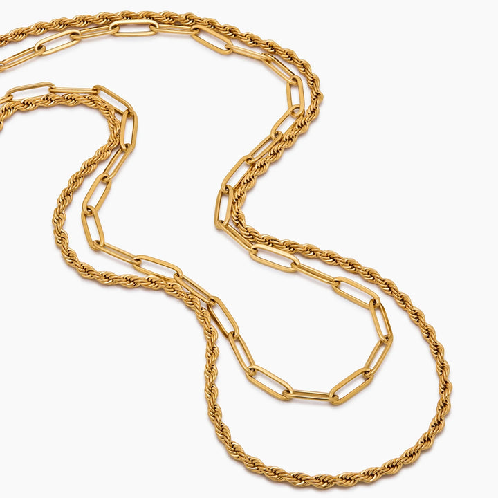 Paperclip &amp; Rope Chain Layered Necklace