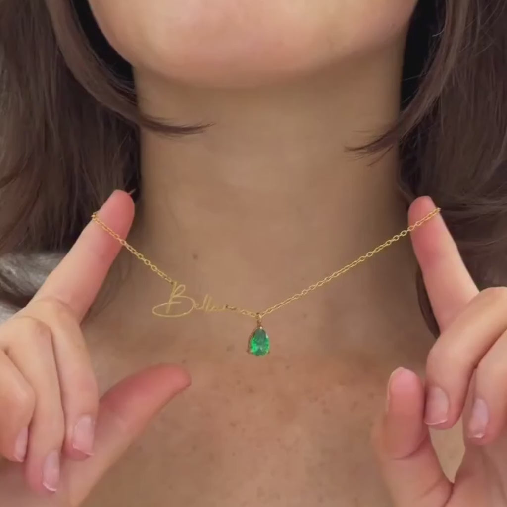 Signature Name &amp; Birthstone Necklace